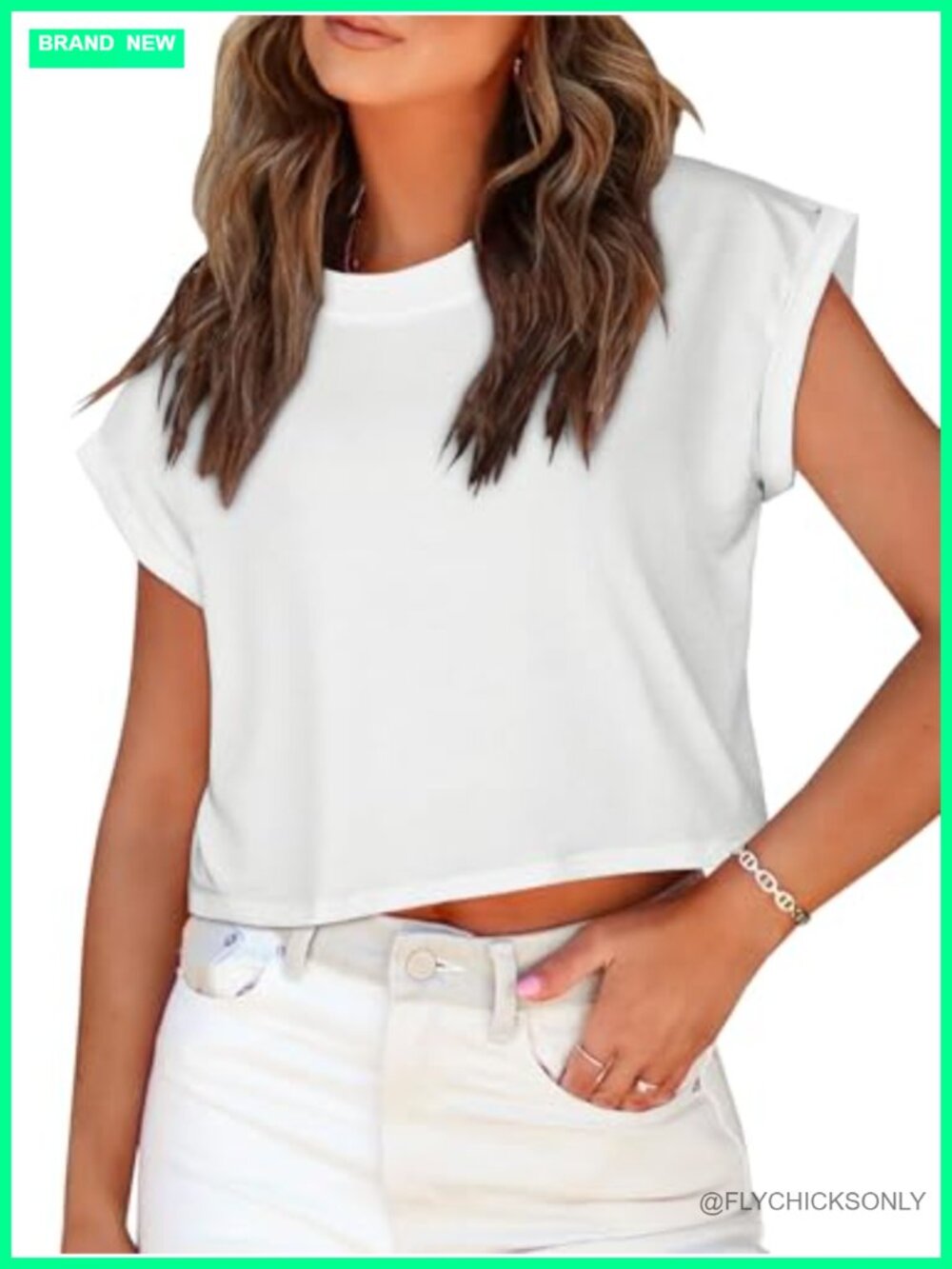 Womens Crop Top Rolled Cuff Dolman Sleeve Cotton Polyester Relaxed Fit Tee